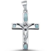 Load image into Gallery viewer, Sterling Silver Cross Natural Larimar Pendant
