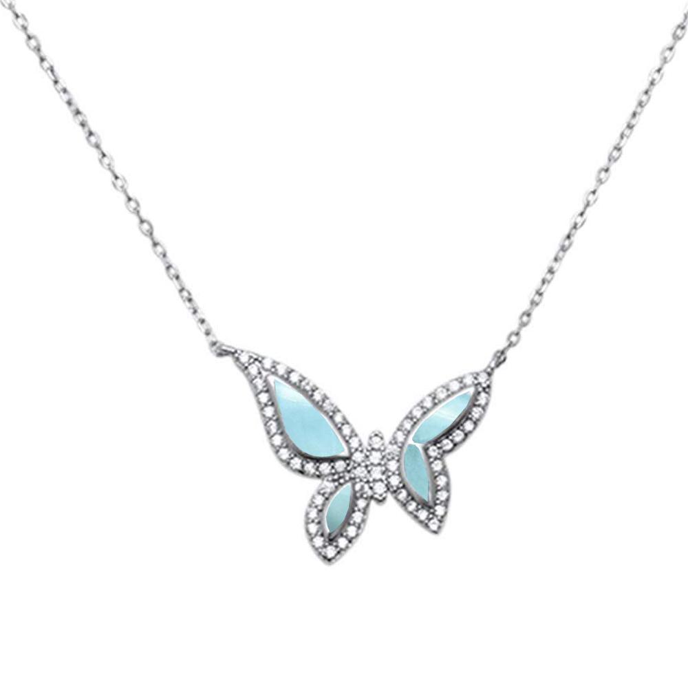 Sterling Silver Larimar Butterfly Necklace