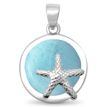 Load image into Gallery viewer, Sterling Silver Natural Larimar Round Starfish Pendant