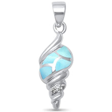 Load image into Gallery viewer, Sterling Silver Natural Larimar Twisted Shell Fashion Pendant