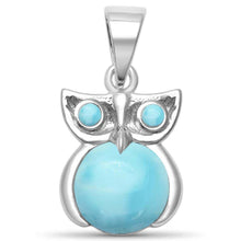 Load image into Gallery viewer, Sterling Silver Natural Larimar Whimsical Owl Pendant