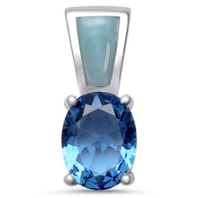 Load image into Gallery viewer, Sterling Silver Natural Larimar Opal and Tanzanite Pendant