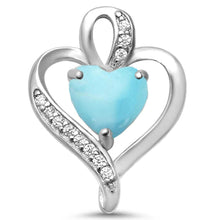 Load image into Gallery viewer, Sterling Silver Natural Larimar Heart And CZ Pendant
