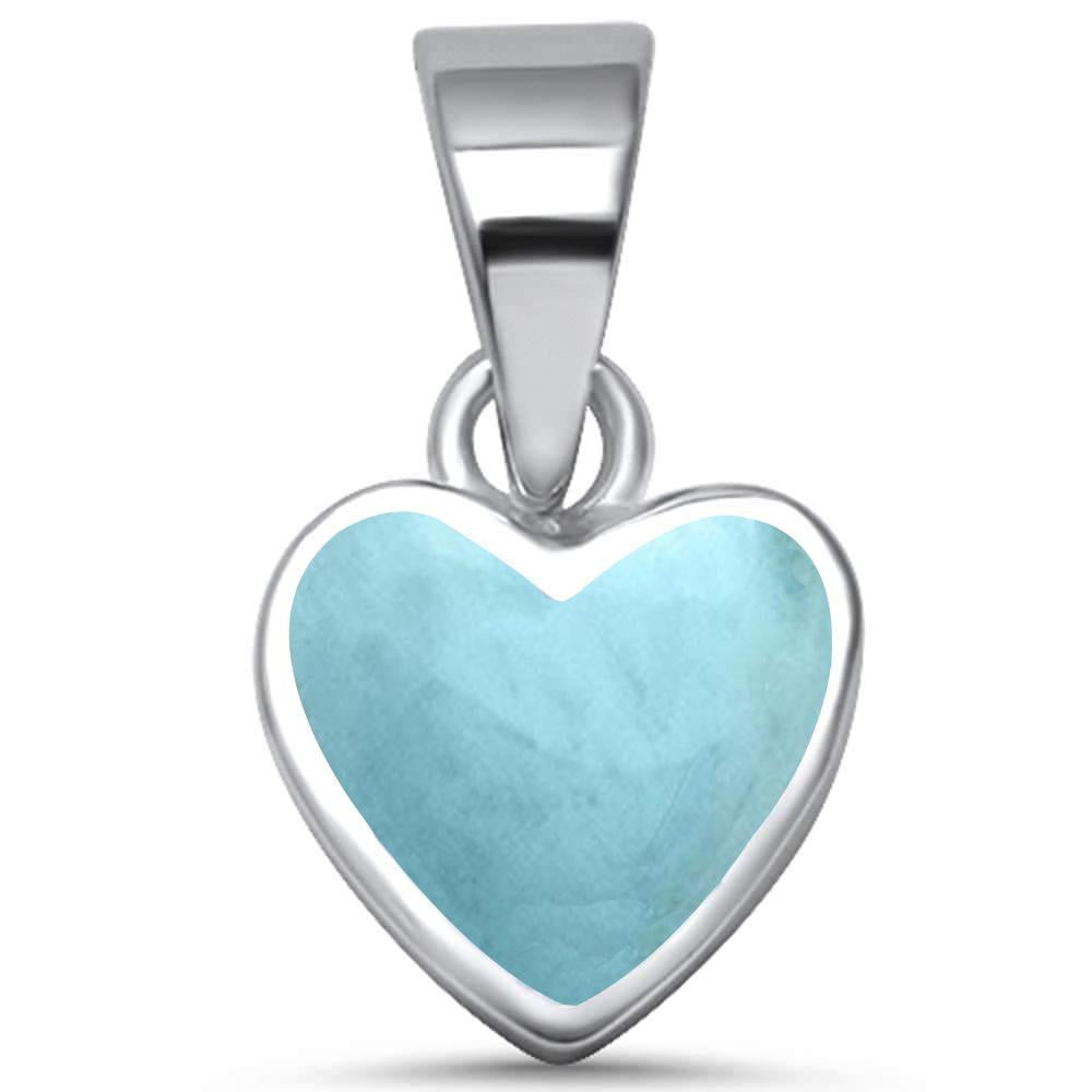 Sterling Silver Natural Larimar Heart Pendant