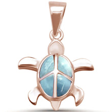 Load image into Gallery viewer, Sterling Silver Rose Gold Plated Turtle Natural Larimar Pendant