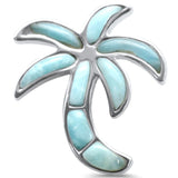 Sterling Silver Natural Larimar Palm Tree Pendant