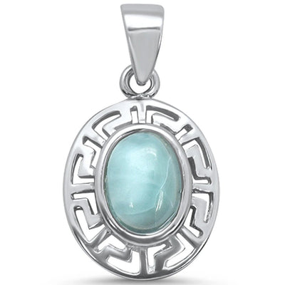 Sterling Silver Natural Larimar Oval Charm Pendant