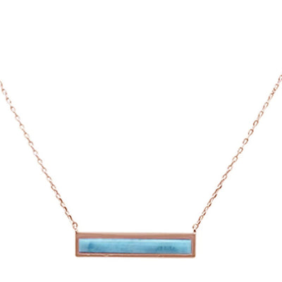 Sterling Silver Rose Gold Plated Bar Natural Larimar Necklace