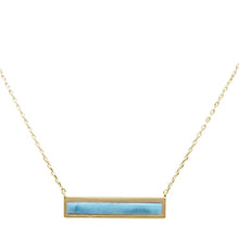 Load image into Gallery viewer, Sterling Silver Yellow Gold Plated Bar Natural Larimar Necklace