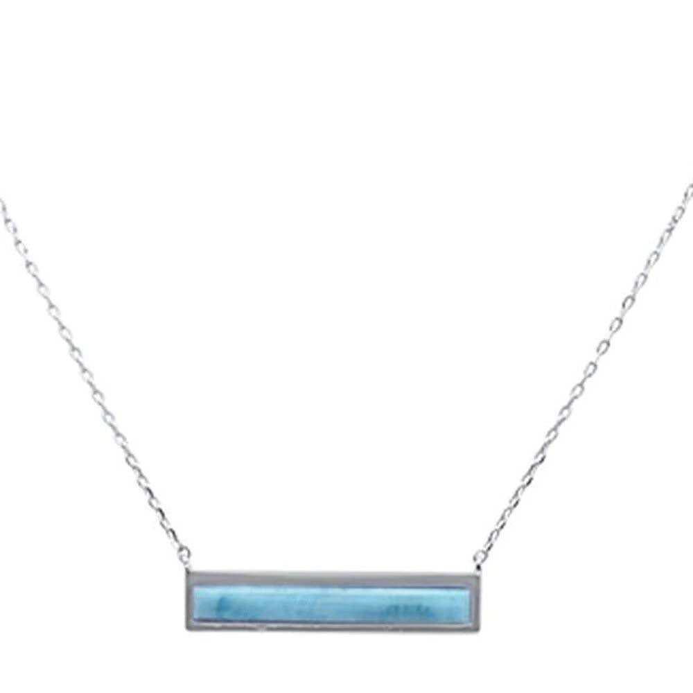 Sterling Silver Bar Natural Larimar Necklace