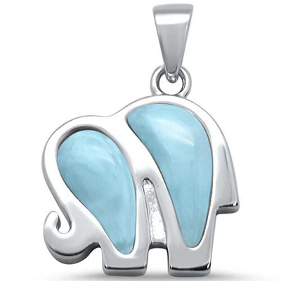 Sterling Silver Natural Larimar Elephant Pendant