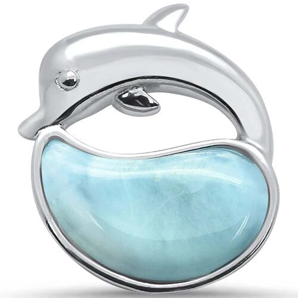 Sterling Silver Natural Larimar Dolphin Pendant
