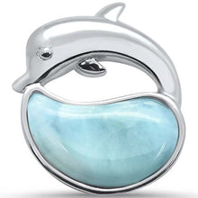 Load image into Gallery viewer, Sterling Silver Natural Larimar Dolphin Pendant
