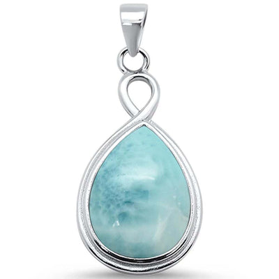 Sterling Silver Pear Natural Larimar Pendant