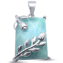 Load image into Gallery viewer, Sterling Silver Square Leaf Natural Larimar Pendant