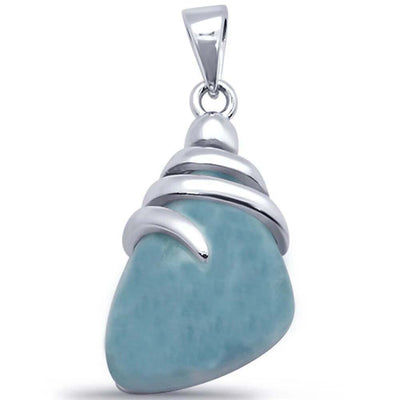 Sterling Silver Unique Large Natural Larimar Pendant