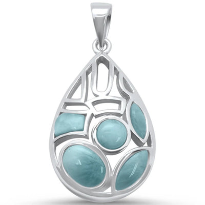 Sterling Silver New Natural Larimar Design Pendant