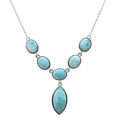 Sterling Silver Natural Larimar Pendant Necklace