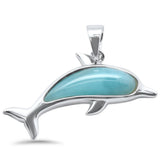 Sterling Silver Natural Larimar Dolphin Charm Pendant