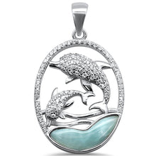 Load image into Gallery viewer, Sterling Silver Natural Larimar Dolphin Charm Pendant