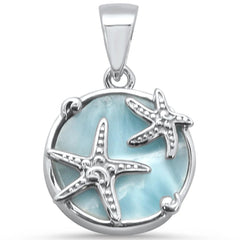 Sterling Silver Natural Larimar Starfish Charm Pendant