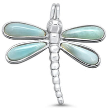 Load image into Gallery viewer, Sterling Silver Natural Larimar Dragonfly Charm Pendant