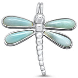 Sterling Silver Natural Larimar Dragonfly Charm Pendant