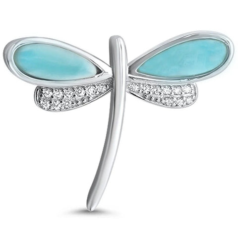 Sterling Silver Natural Larimar Dragon Charm Pendant