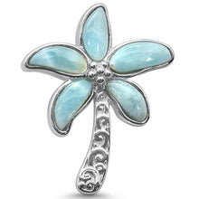 Load image into Gallery viewer, Sterling Silver Natural Larimar Beach Palm Tree Charm Pendant