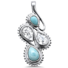 Load image into Gallery viewer, Sterling Silver Natural Larimar Pear and Cz Charm Pendant