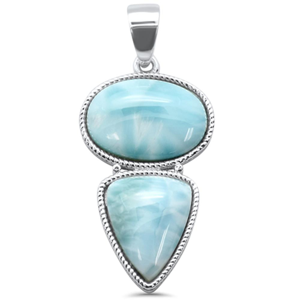 Sterling Silver Natural Larimar Charm Pendant