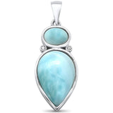 Sterling Silver Natural Larimar and Cubic Zirconia Pendant