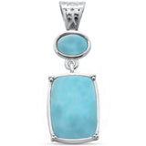 Sterling Silver Cushion Cut and Oval Natural Larimar Pendant