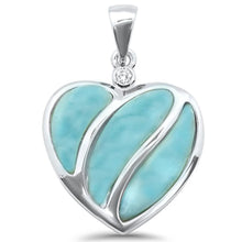 Load image into Gallery viewer, Sterling Silver Natural Larimar Heart Charm Pendant
