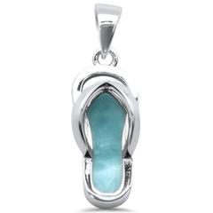 Sterling Silver Natural Larimar Beach Sandal Charm Pendant