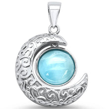 Load image into Gallery viewer, Sterling Silver Natural Larimar Crescent Moon Charm Pendant