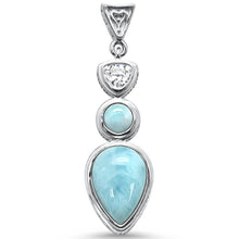 Load image into Gallery viewer, Sterling Silver Natural Larimar and Cz Charm Pendant