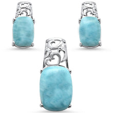 Load image into Gallery viewer, Sterling Silver Cushion Cut Natural Larimar Pendant And Earrings Set