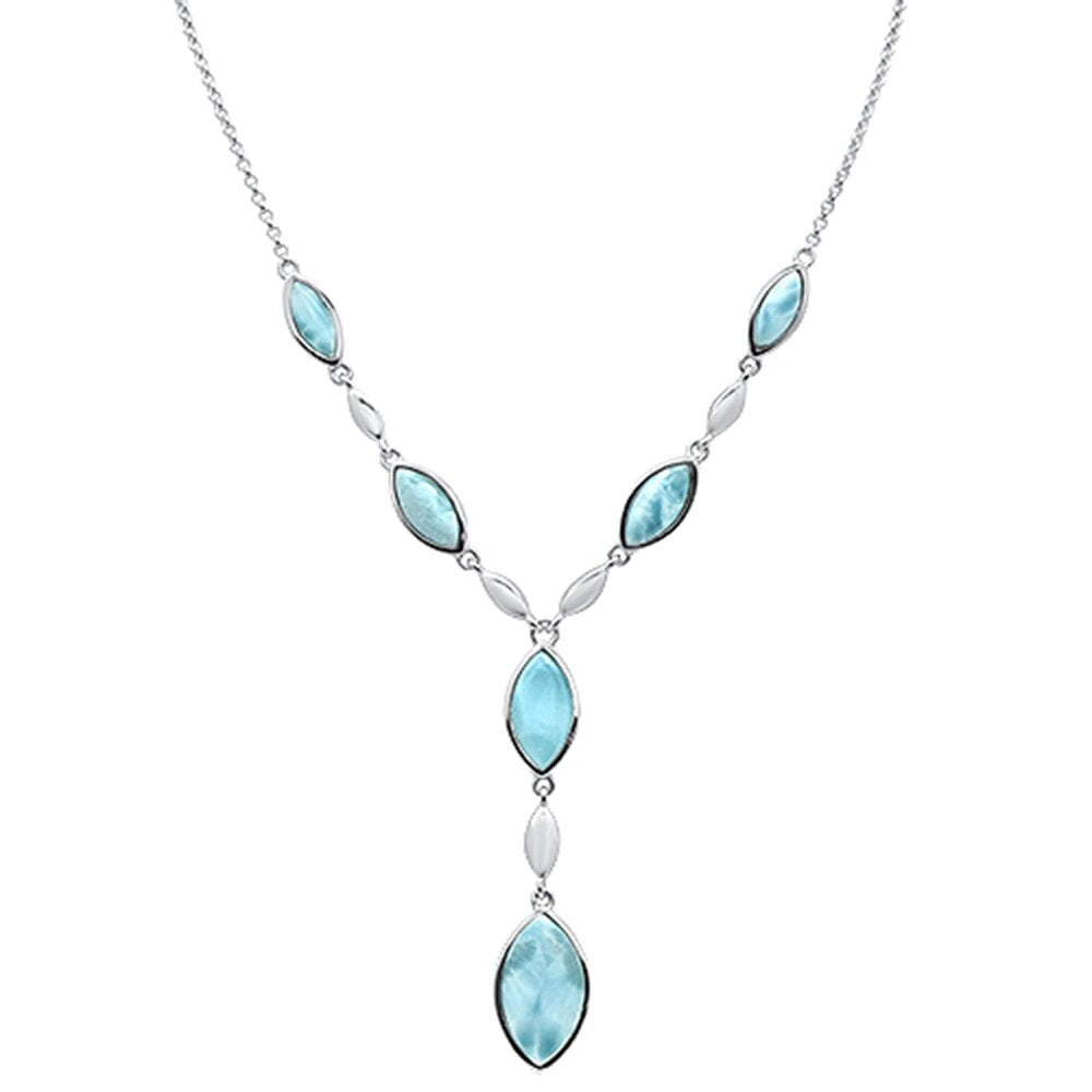 Sterling Silver Marqui Natural Larimar Pendant Necklace