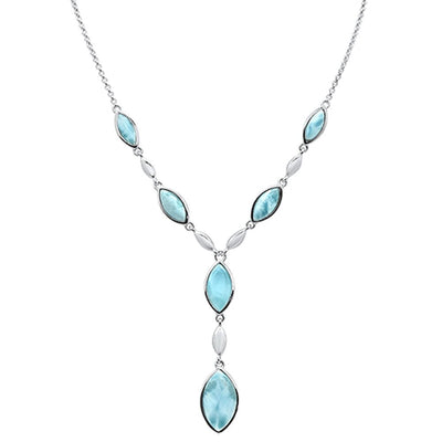 Sterling Silver Marqui Natural Larimar Pendant Necklace