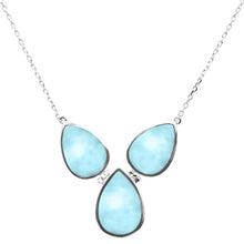 Load image into Gallery viewer, Sterling Silver New Pear Natural Larimar Pendant Necklace