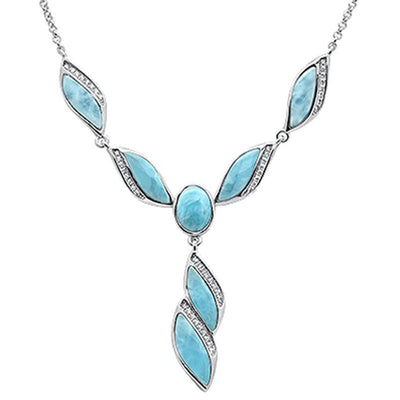 Sterling Silver Natural Larimar Pendant Necklace