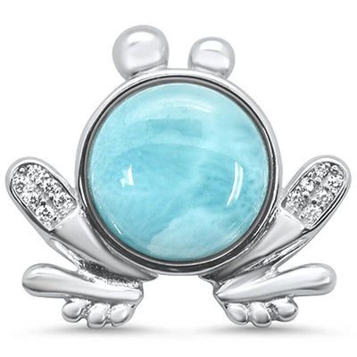 Sterling Silver Natural Larimar Frog Charm Pendant