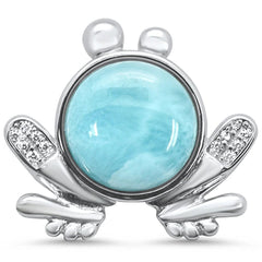 Sterling Silver Natural Larimar Frog Charm Pendant