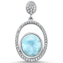 Load image into Gallery viewer, Sterling Silver Natural Larimar and Cz Charm Pendant