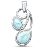 Sterling Silver Natural Larimar Pear Charm Pendant