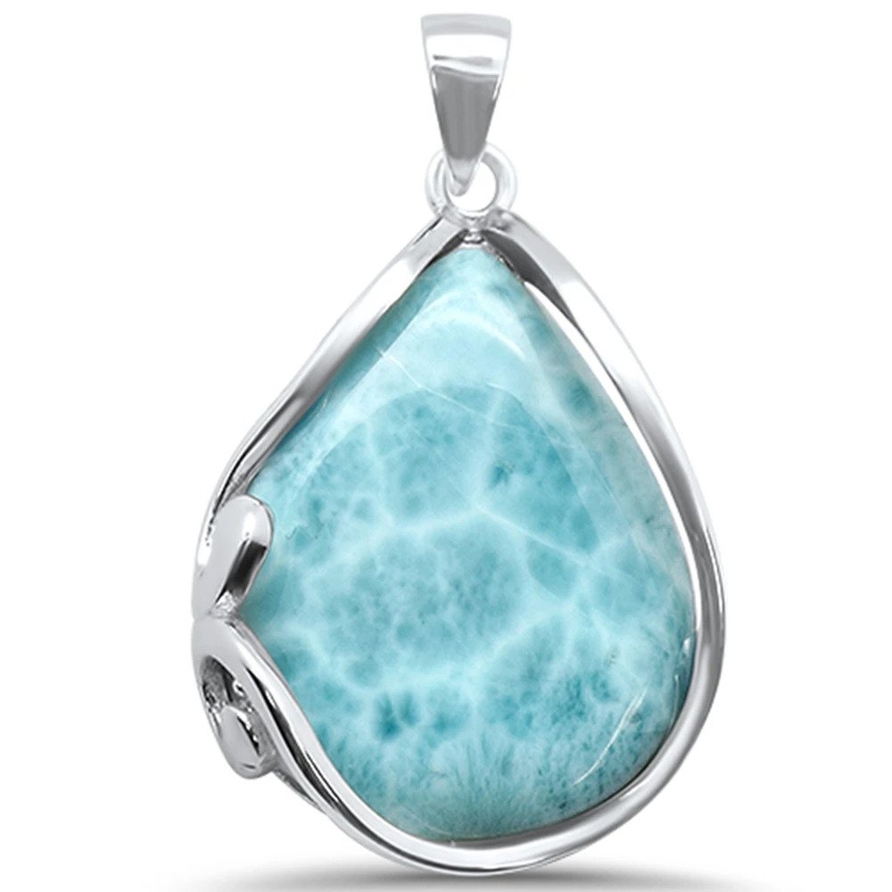 Sterling Silver Natural Larimar Charm Pendant