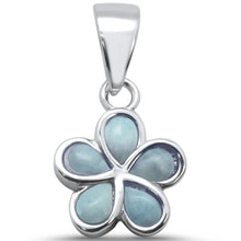 Load image into Gallery viewer, Sterling Silver Larimar Plumeria Pendant