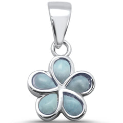 Sterling Silver Larimar Plumeria Pendant