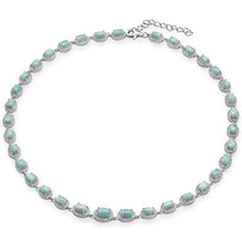 Load image into Gallery viewer, Sterling Silver Natural Larimar And Cubic Zirconia Necklace